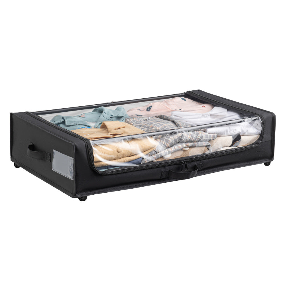 Set of 2 Under-Bed Rolling Storage Container with Transparent Cover, Versatile Space-Saving Design, and Smooth-Glide Multi-Directional Wheels – Ideal for Organizing Clothes, Shoes, and More