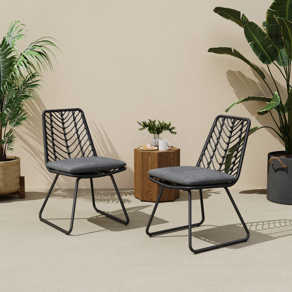 TAVON CHAIR,2PCS with 2 Cushions,Gray