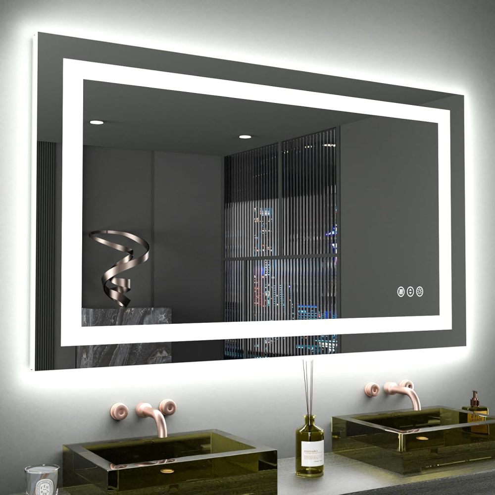 32x24 Inch IP54 Waterproof Bathroom Vanity Mirror - Anti-Fog LED, Front/Backlit, Touch Control, High Lumen LED with CRI 95 Mirror, Infinitely Dimmable, Adjustable 3000K/4500K/6000K Color Temperatures