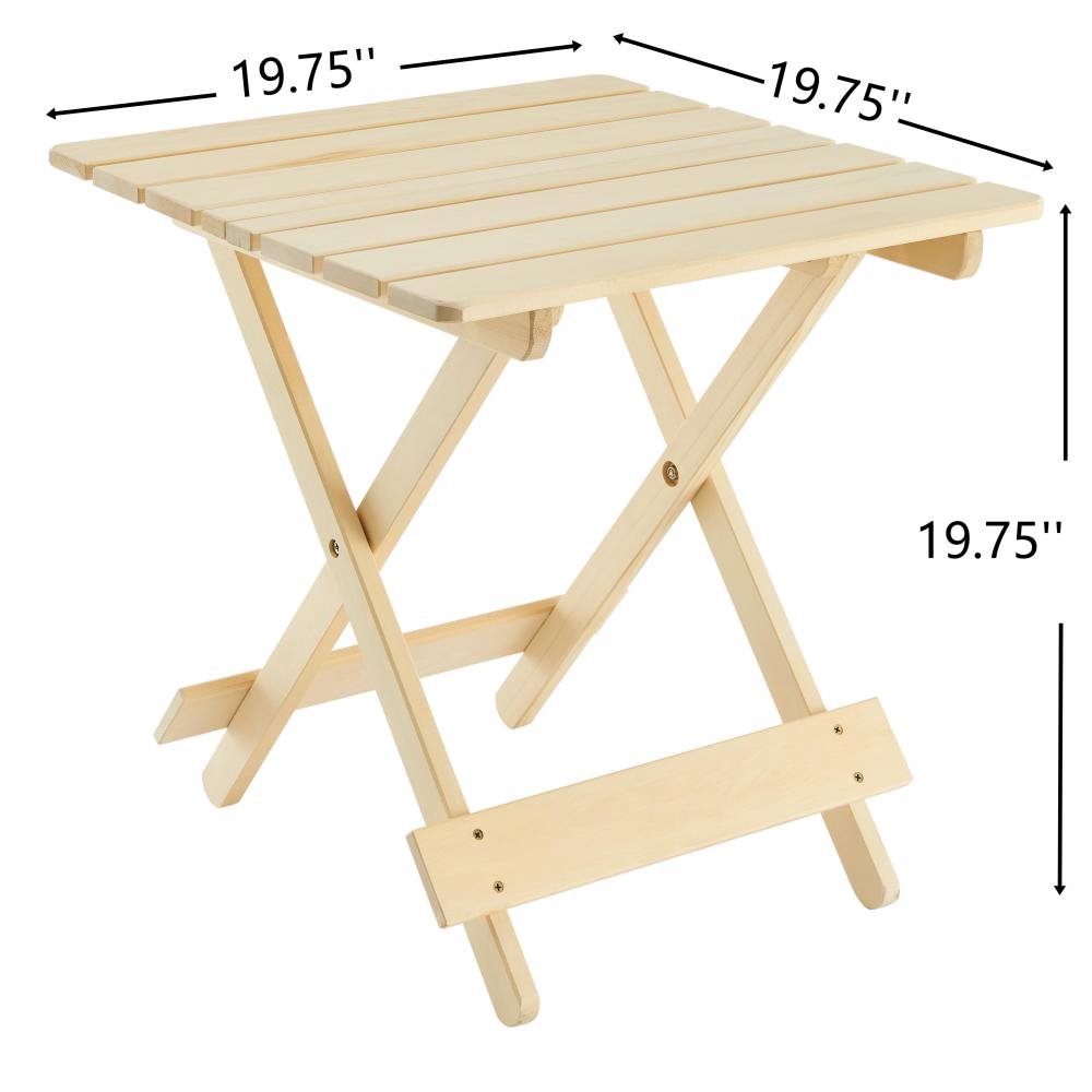 Folding Square Table Patio Outdoor solid wood Table for Backyard, Balcony, Portable Design Space-Saving Natural Wood Color