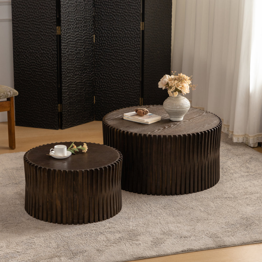 23.62"Height Three-dimensional Embossed Pattern Design Retro Side Table,Retro Wooden Nightstand