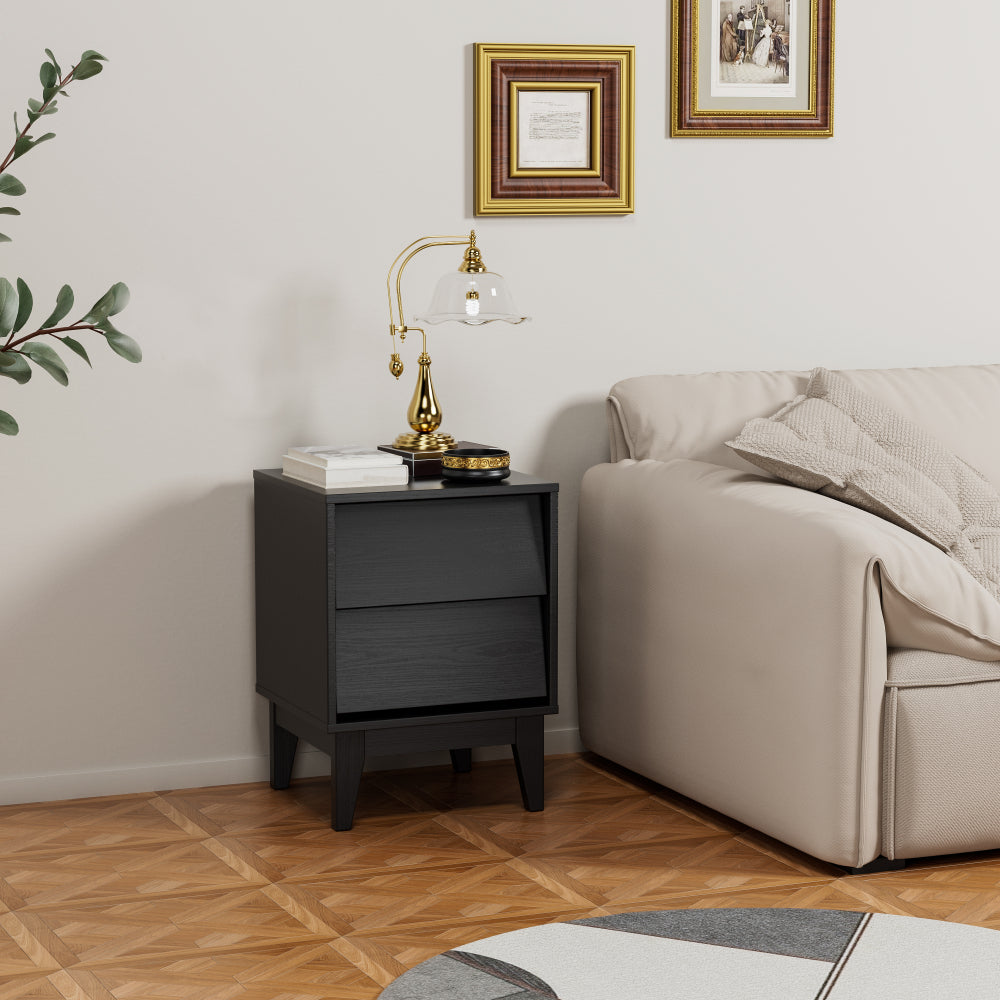 2 Set Nightstands Features Vintage-style and Bevel Design, Made of MDF, Mid Century Modern Nightstand, Night Stand for Bedroom
