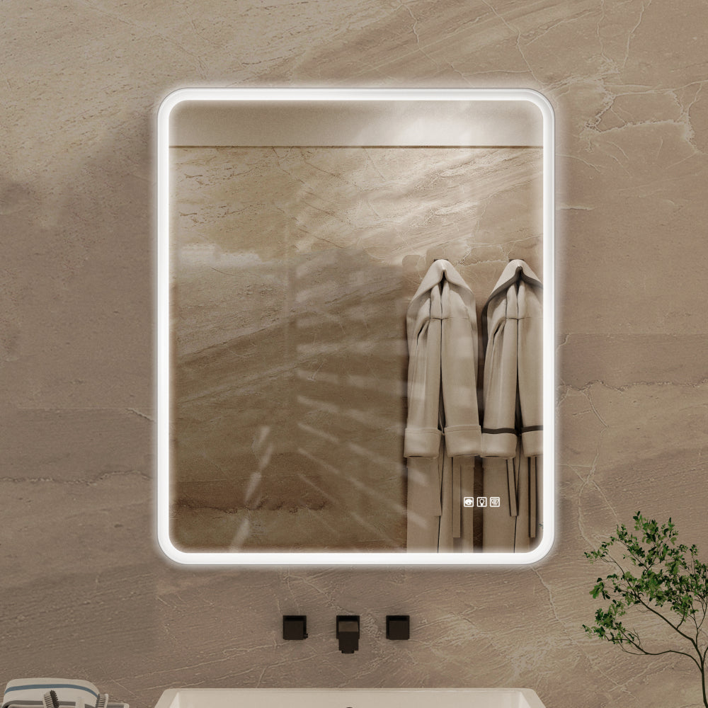 24 X 32 Rectangular Framed Dimmable Anti-Fog LED Wall Bathroom Vanity Mirror Lighted Mirror