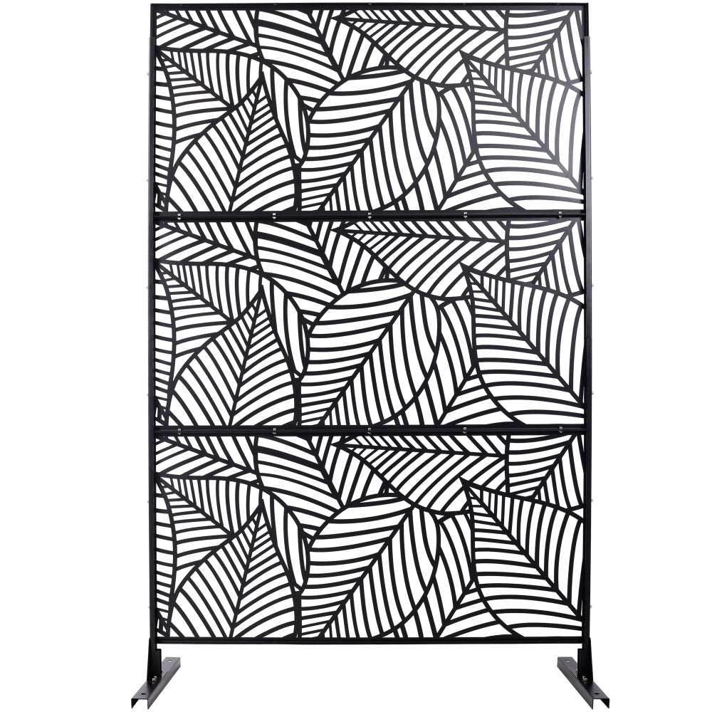 Outdoor & Indoor Privacy Screen Metal Privacy Screen 76" H×48" W, Freestanding Decorative Privacy Screen for Deck Balcony Patio, Privacy Fence Panels for Outside Lawn Garden PS111 BLACK