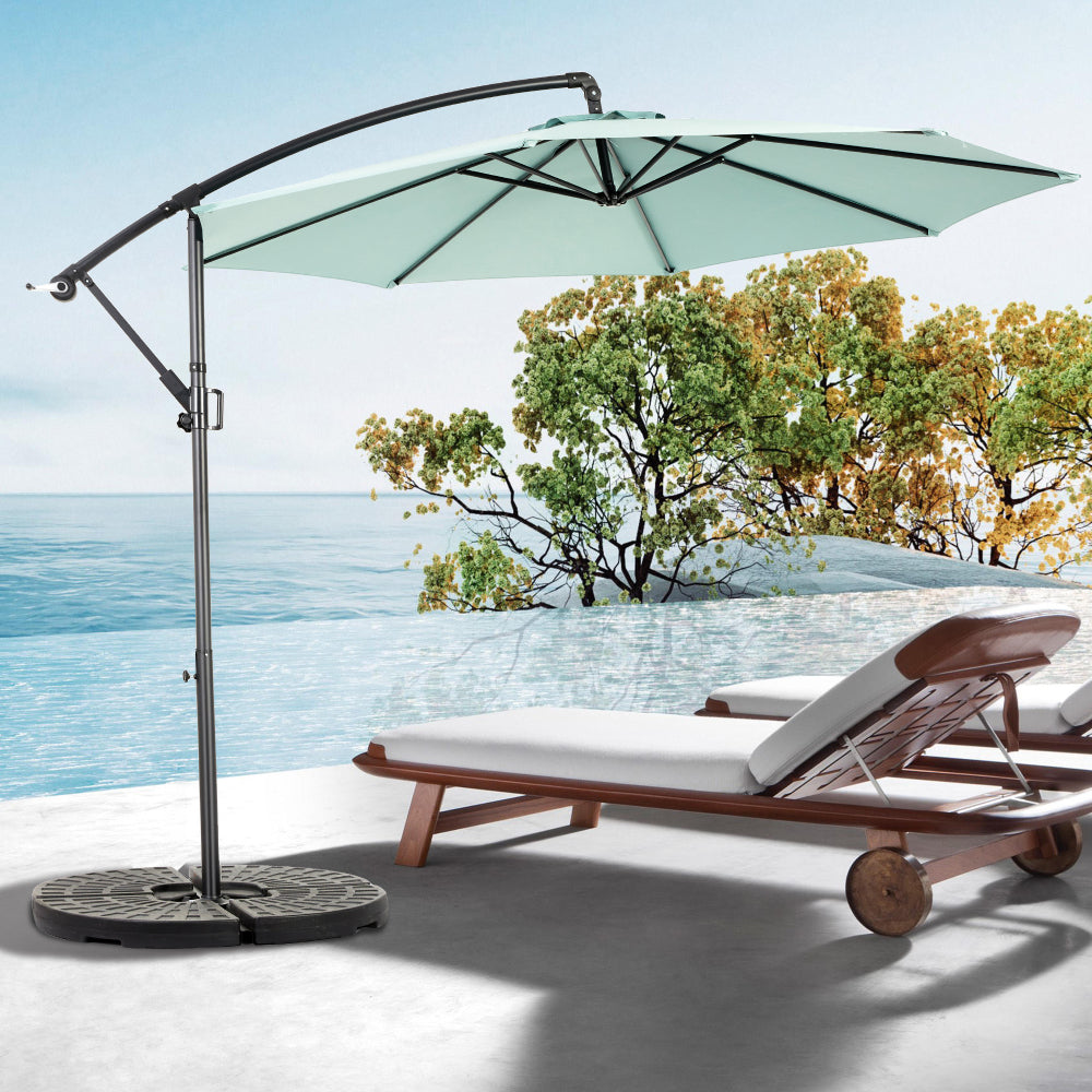 9FT Outdoor Patio Umbrella Outdoor Table Umbrella with Push Button Tilt and Crank, Market Umbrella 6 Sturdy Ribs , Deck, Backyard, Pool (Base Not Included) - ( Blue )