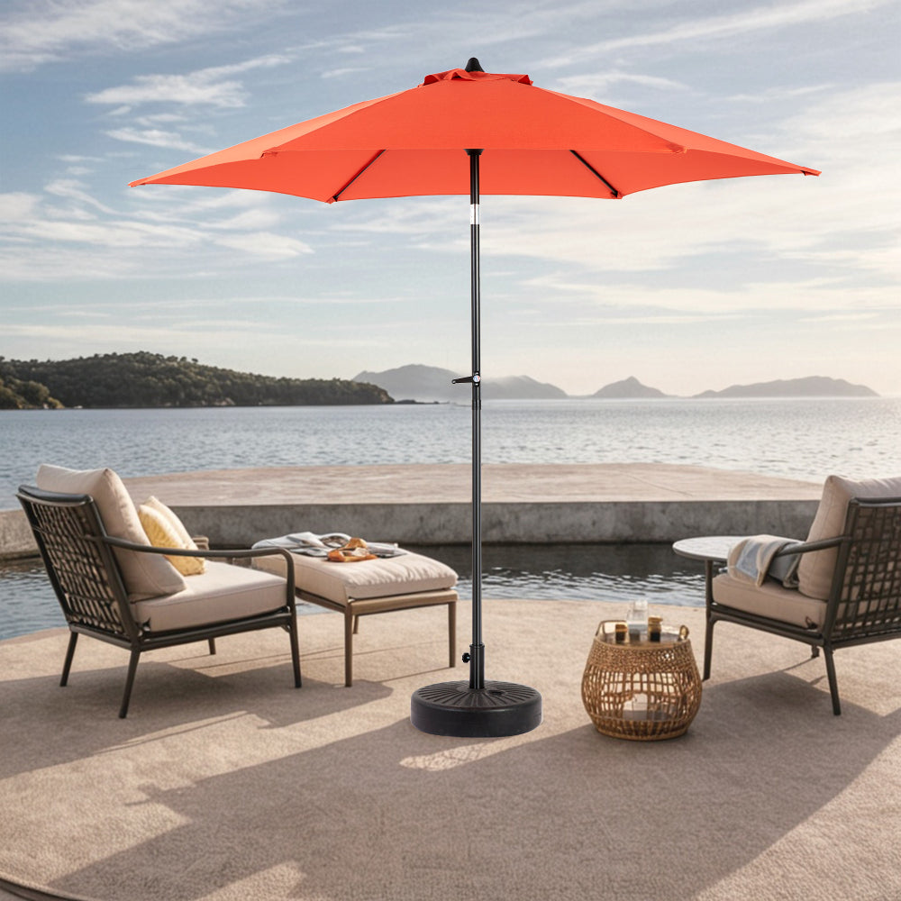 9FT Outdoor Patio Umbrella Outdoor Table Umbrella with Push Button Tilt and Crank, Market Umbrella 6 Sturdy Ribs , Deck, Backyard, Pool (Base Not Included) - ( khaki )