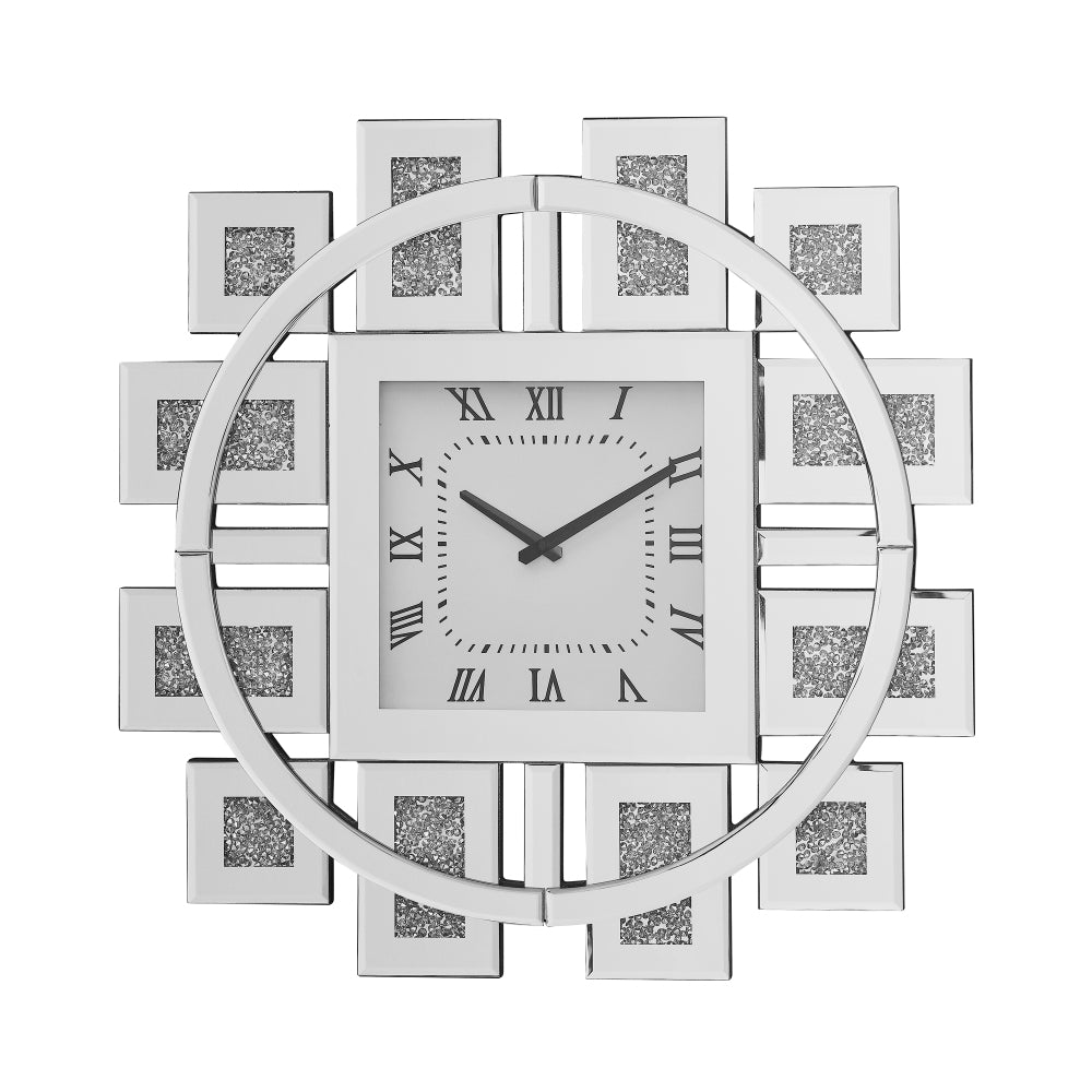 Wall Clock in Mirrored & Faux GemStones