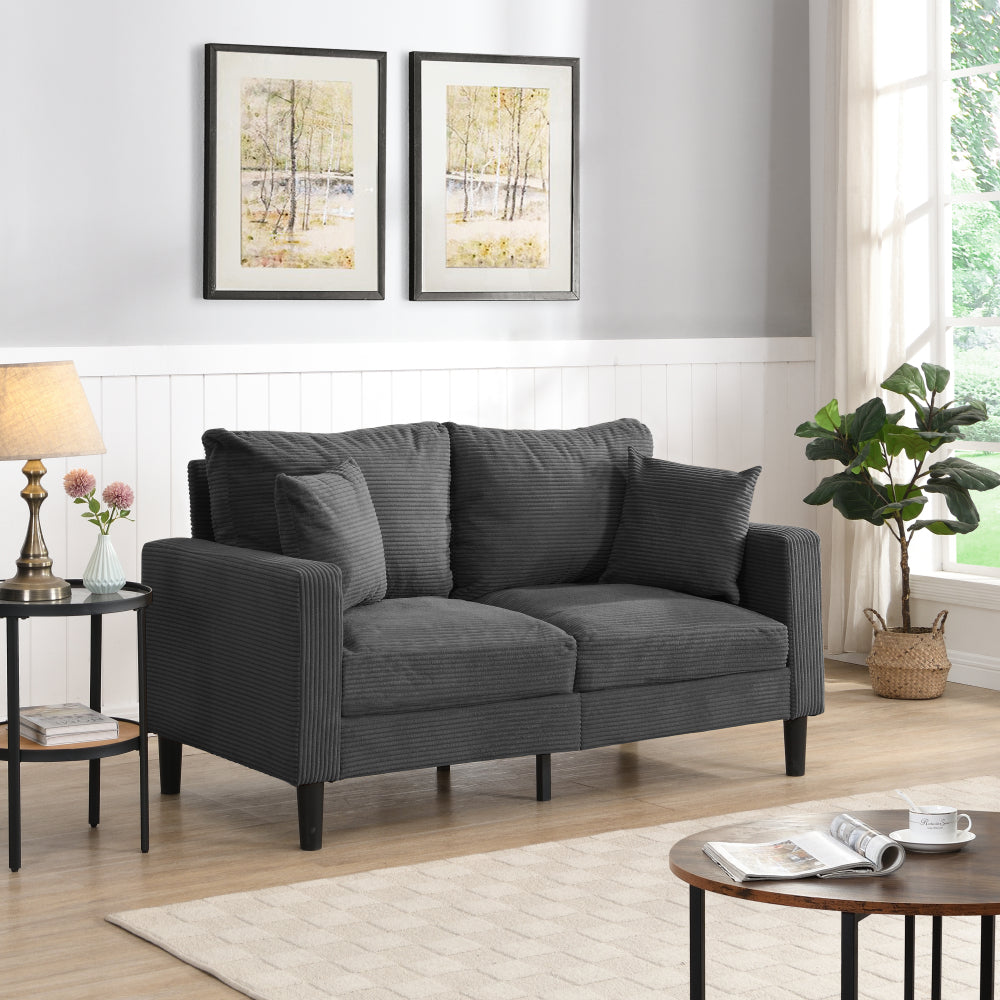 57 " High Resilience Loveseat Sofa, Wooden Frame 2 Seat Sofa, Comfy , Small Space Saving Modern Upholstered Sofa, Living Room Bedroom Apartment Small Space , Light gray