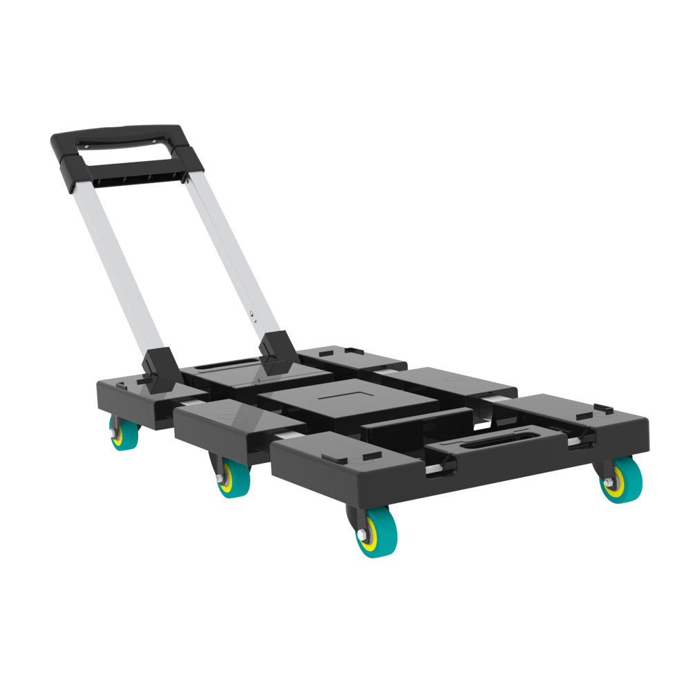 Folding Hand Truck 330lbs, Portable Heavy Duty Dolly Cart, 6 Wheels Collapsible Luggage Cart with 1 Elastic Ropes - Compact Trolley Cart for Easy Moving