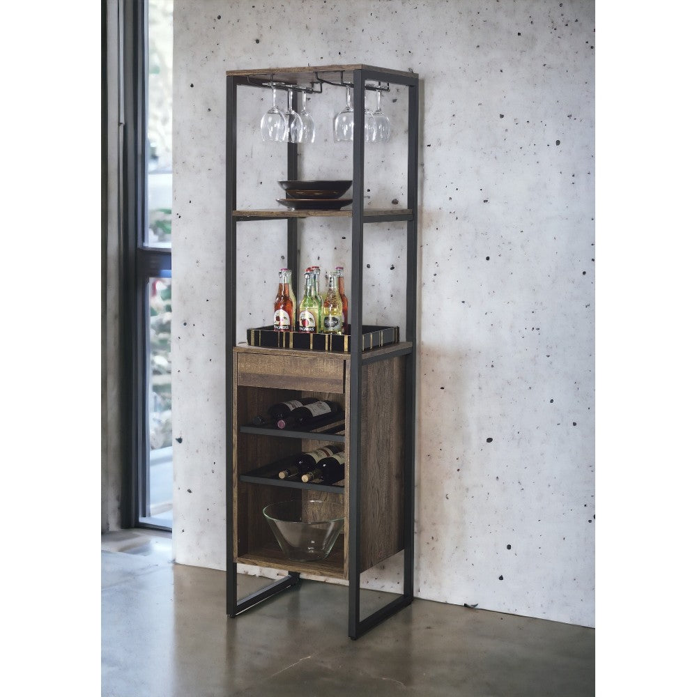 Narik Weathered Oak Finish Wine Rack