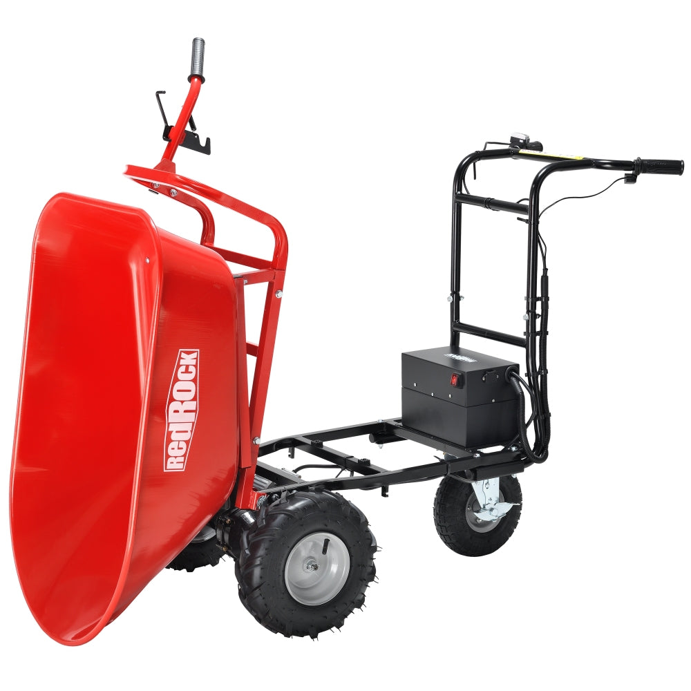 RedRock Wheelbarrow Utility Cart Electric Powered Cart 48V28Ah 500W Capacity 500lbs (230kg) Material Debris Hauler 1000lbs Towing