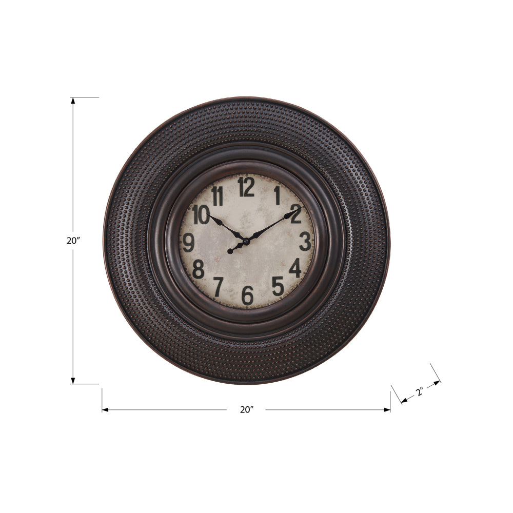 Clocks, 20" Round, Wall Clock, Antique Brown, Transitional