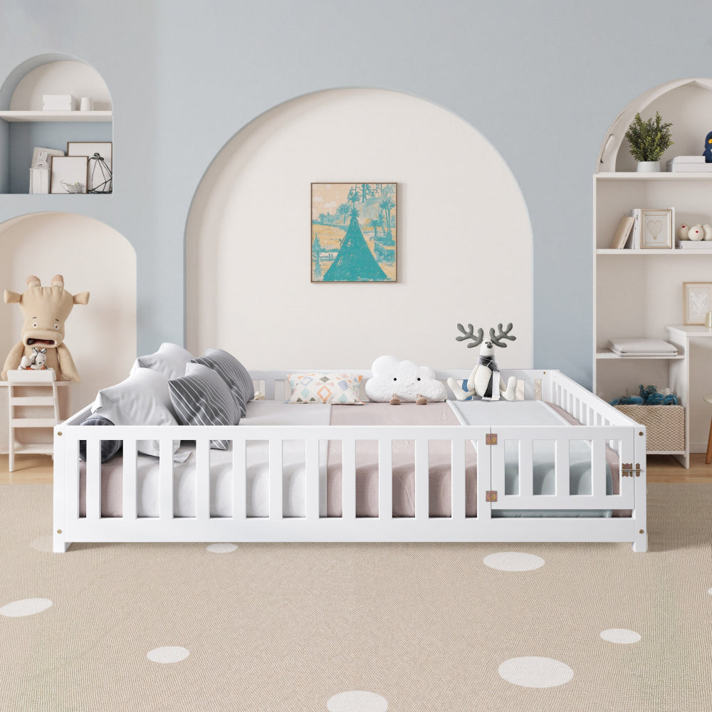 Headboard Storage Cabinet for Full-size Montessori Floor Bed Natural,Freely collocation