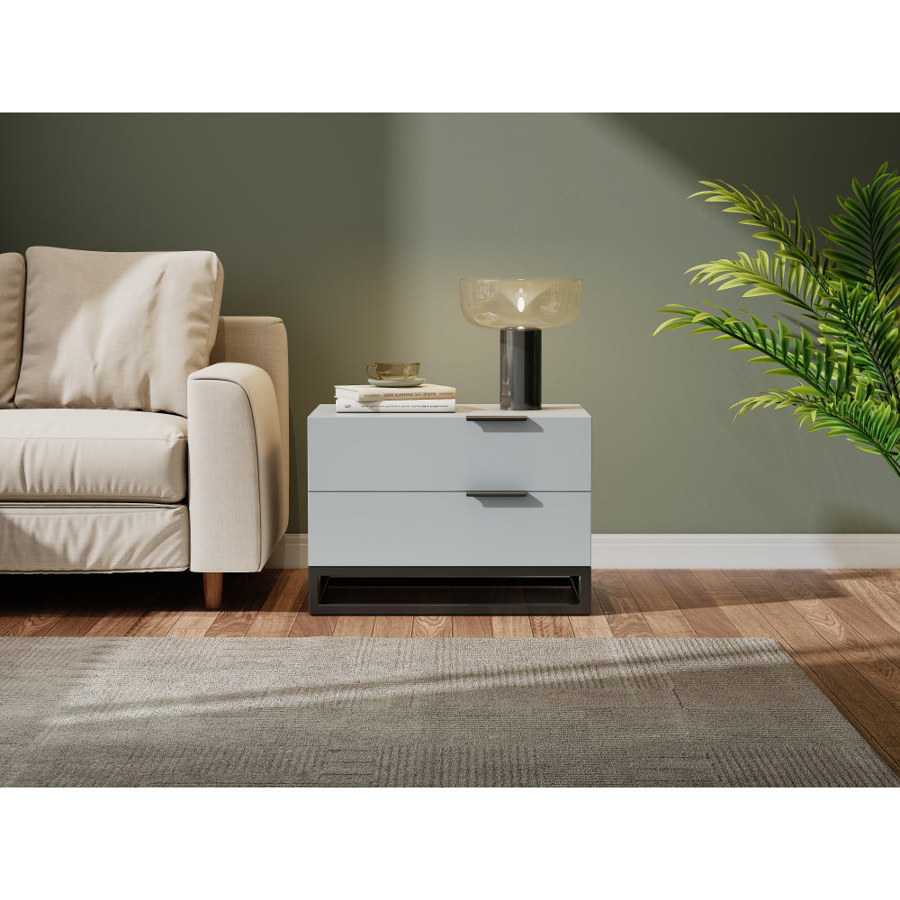 22" Grey white Nightstand with 2 Drawer , Small Dressers for Closet, Wood Storage Cabinet for Hallway Bedroom Entryway, Sofa Beside Table Drawer Chest