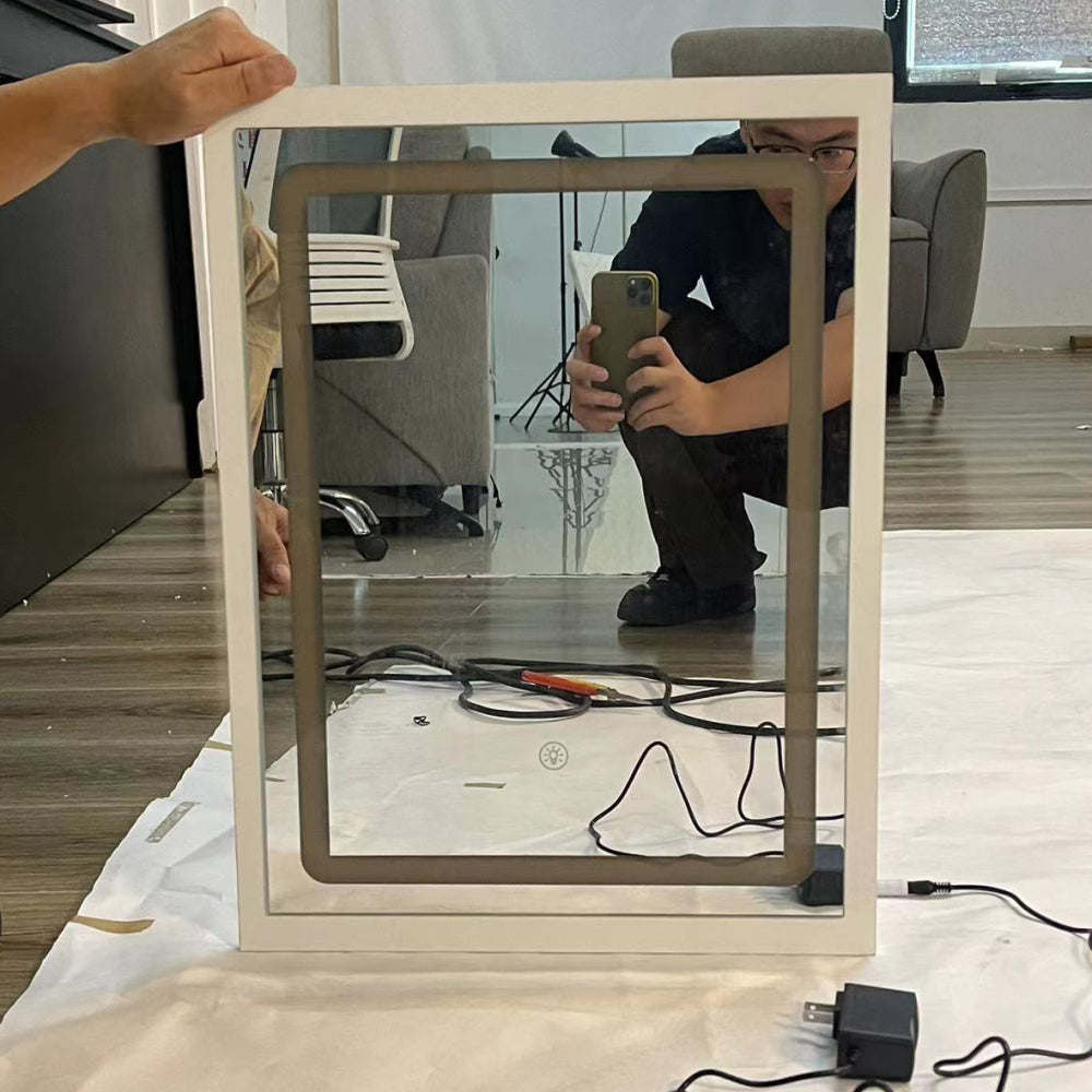 16" x 21" Small Size Touch Control Sliding LED Mirror, Tri-color Switching, Brightness Adjustable