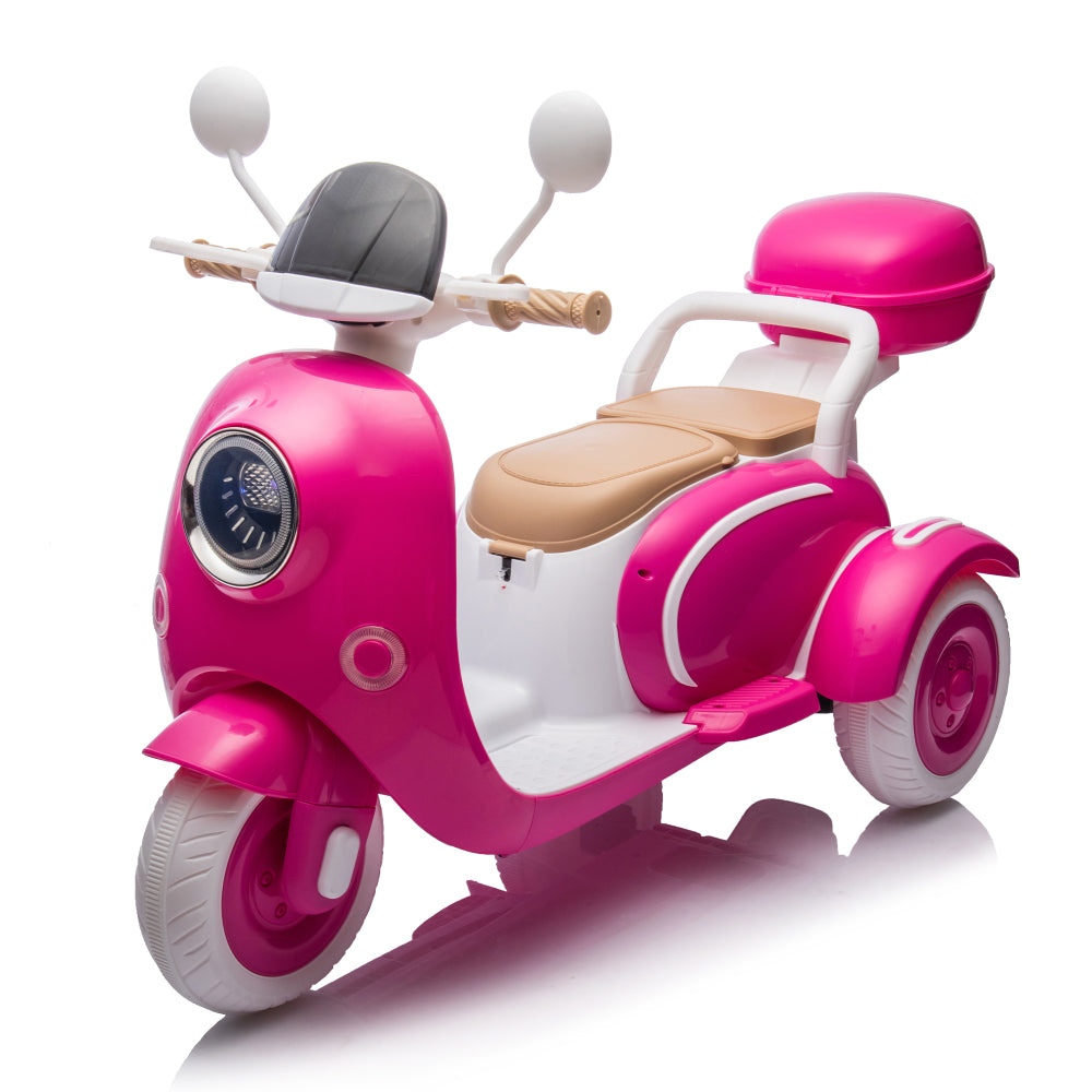 12V Two motors Kids Ride On Level Up Two-seater Electric Motorcycle,Three-wheel Toy w/Music,Bluetooth,USB,Backseat flip adult seat,Portable Storage Hooks&Oversized Trunk,LED Headlight For Kids 3-6.
