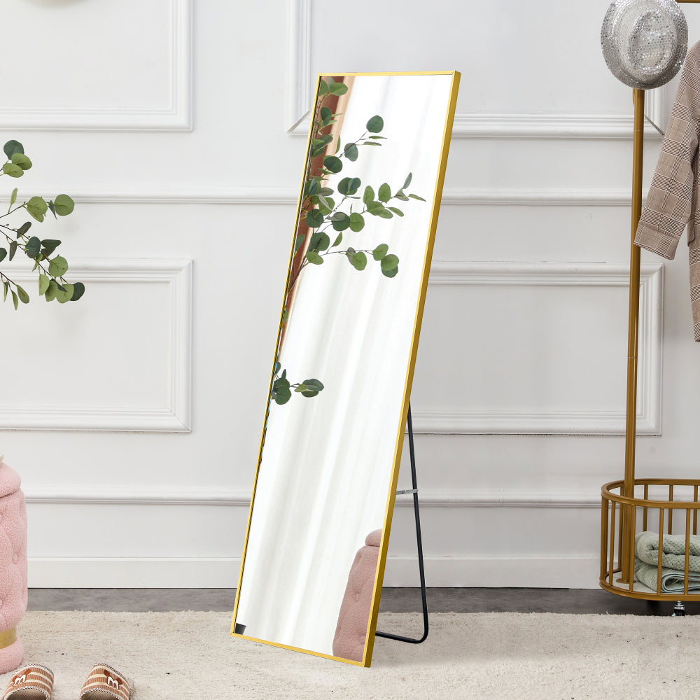 The 4rd generation aluminum alloy metal frame wall mounted full body mirror, bathroom makeup mirror, bedroom entrance, decorative mirror, quality upgrade, 48 "* 13.8"