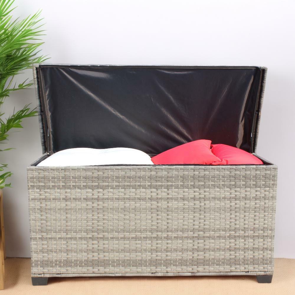 Wicker Patio Furniture Storage Box (Grey )
