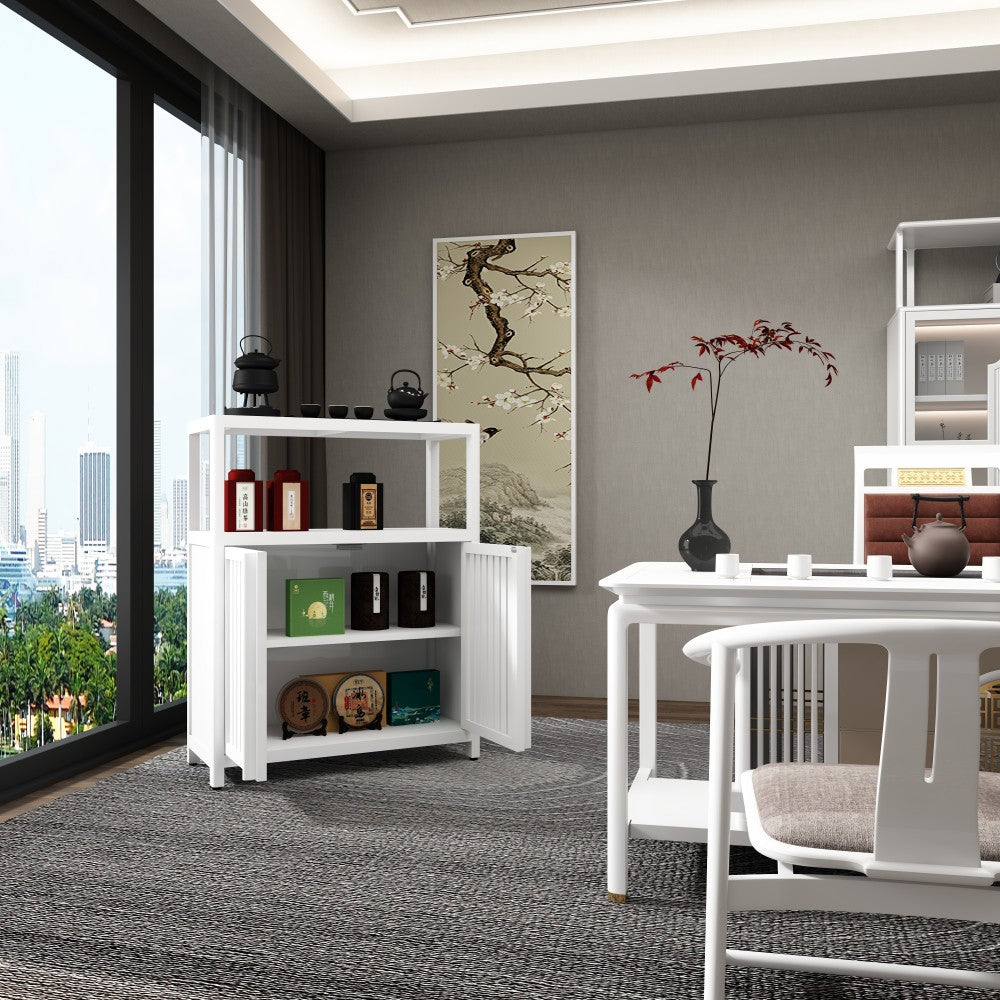 White Large Capacity Bamboo Storage Cabinet Furniture for Bathroom Living Room Bathroom Bamboo Storage Cabinet With Shelves