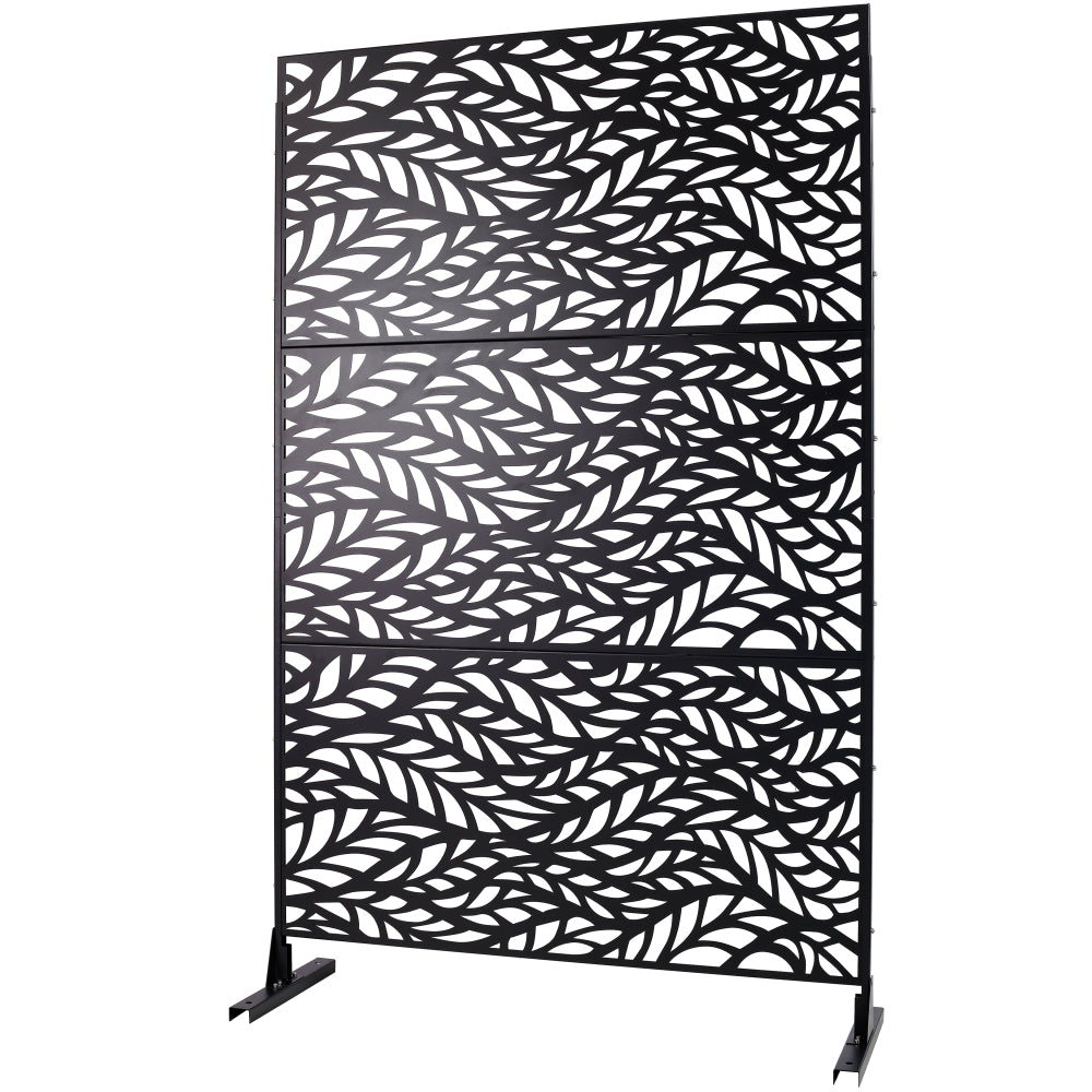 Outdoor & Indoor Privacy Screen Metal Privacy Screen 76" H×48" W, Freestanding Decorative Privacy Screen for Deck Balcony Patio, Privacy Fence Panels for Outside Lawn Garden PS110 BLACK