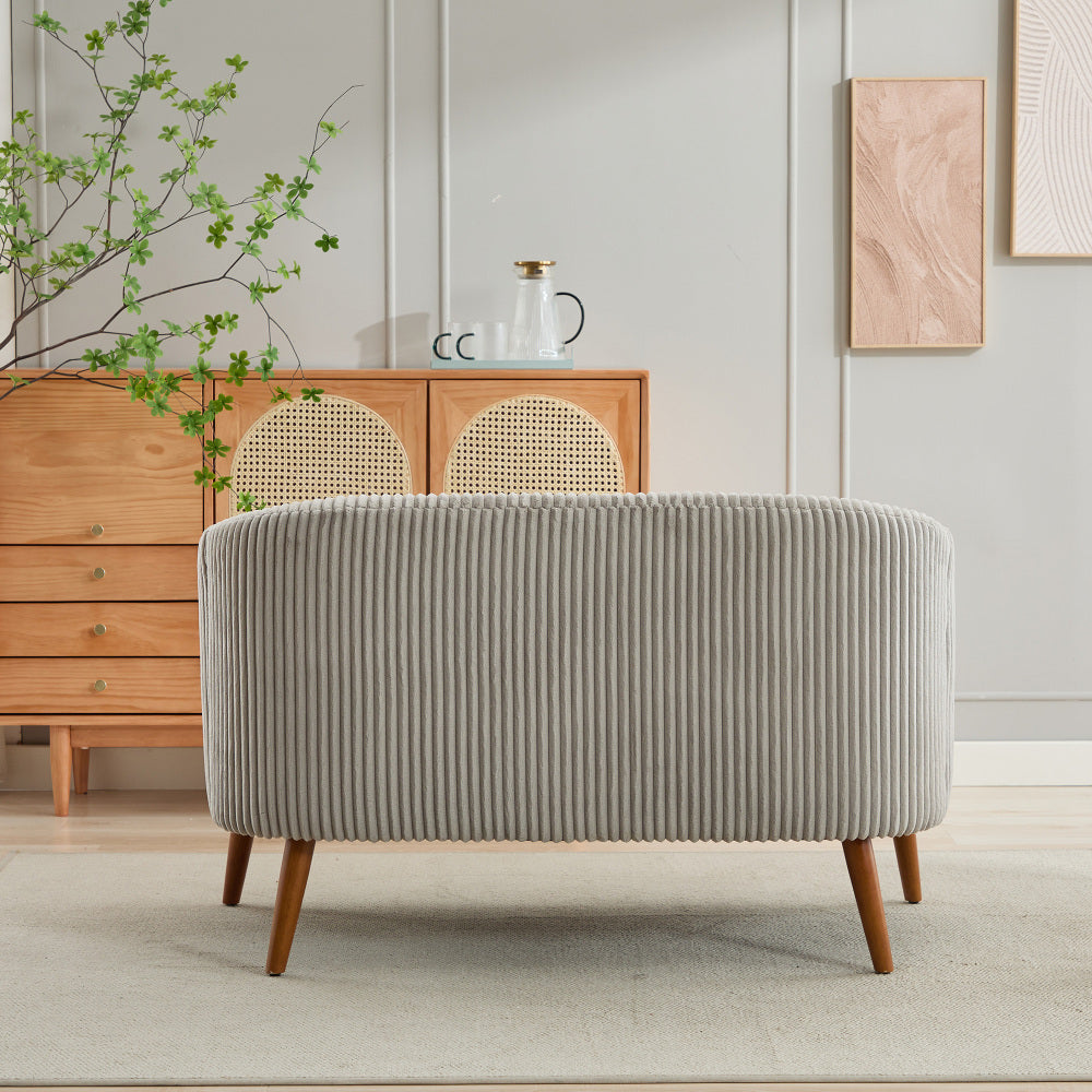 50.78" Modern Loveseat Couch Sofa, Corduroy Fabric Upholstered 2-Seat Sofa, Loveseat with Wooden Walnut Legs for Small Space Office Studio Apartment Bedroom,Gray