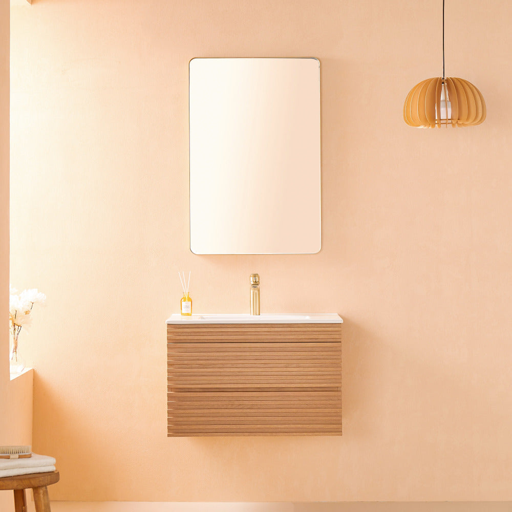 48" Wall Mounted & Floating Single Vanity with Ceramic Sink