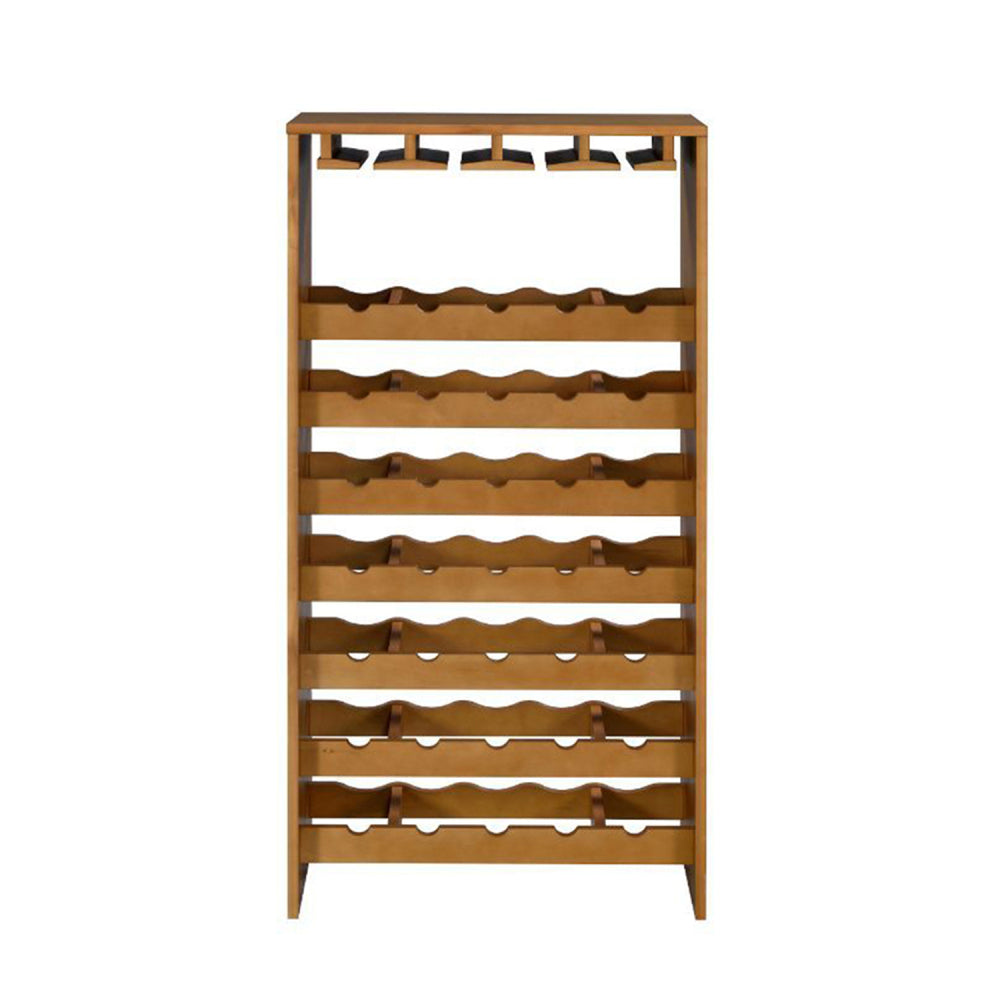 Wooden Wine Rack with 7 Tier Shelf, Oak
