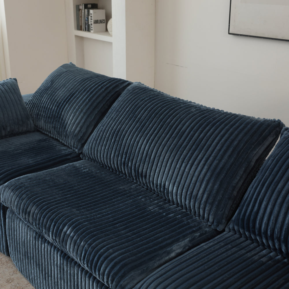 39.8" Cloud Sofa,Corduroy Fabric,Deep Seat Couches,Double-layer design,Removable Cushion,No Assembly, DIY Combination for Living room, Bedroom,Conference room ,Apartment,Blue