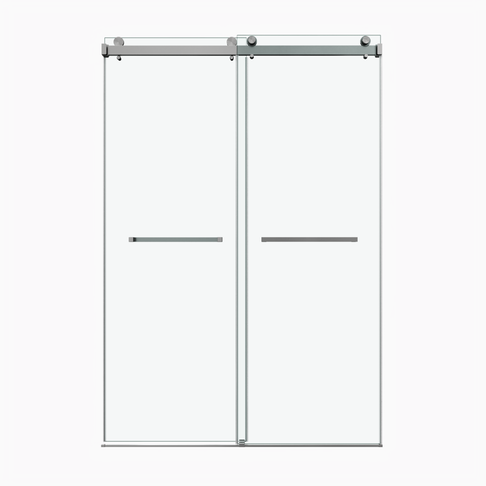 60*72" Frameless Double Sliding Shower Door, Double Shower Door, 3/8″ (10mm) SGCC Tempered Glass, Stainless Steel