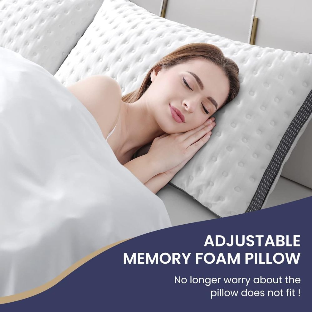 Cooling Pillow Queen Size 1 Pack, Cooling Gel Memory Foam Bed Pillow, Medium Firm Pillow for Sleeping, Cooling & Smooth Washable Cover, CertiPUR-US Certified