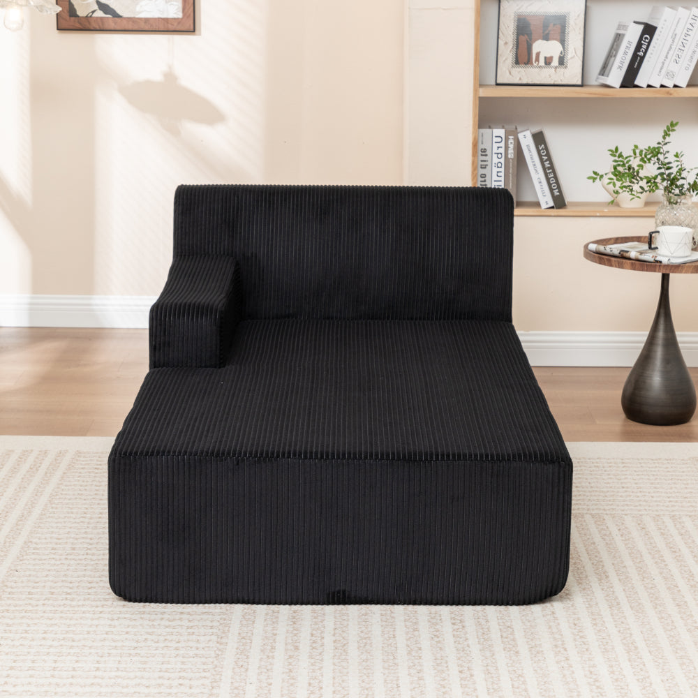 Right Armrest Chaise Lounge Chair Upholstered Sofa Bed No Assembly Required,Oversized Sleeper Chair in Box for Living Room, Movie Room, Bedroom (Single)
