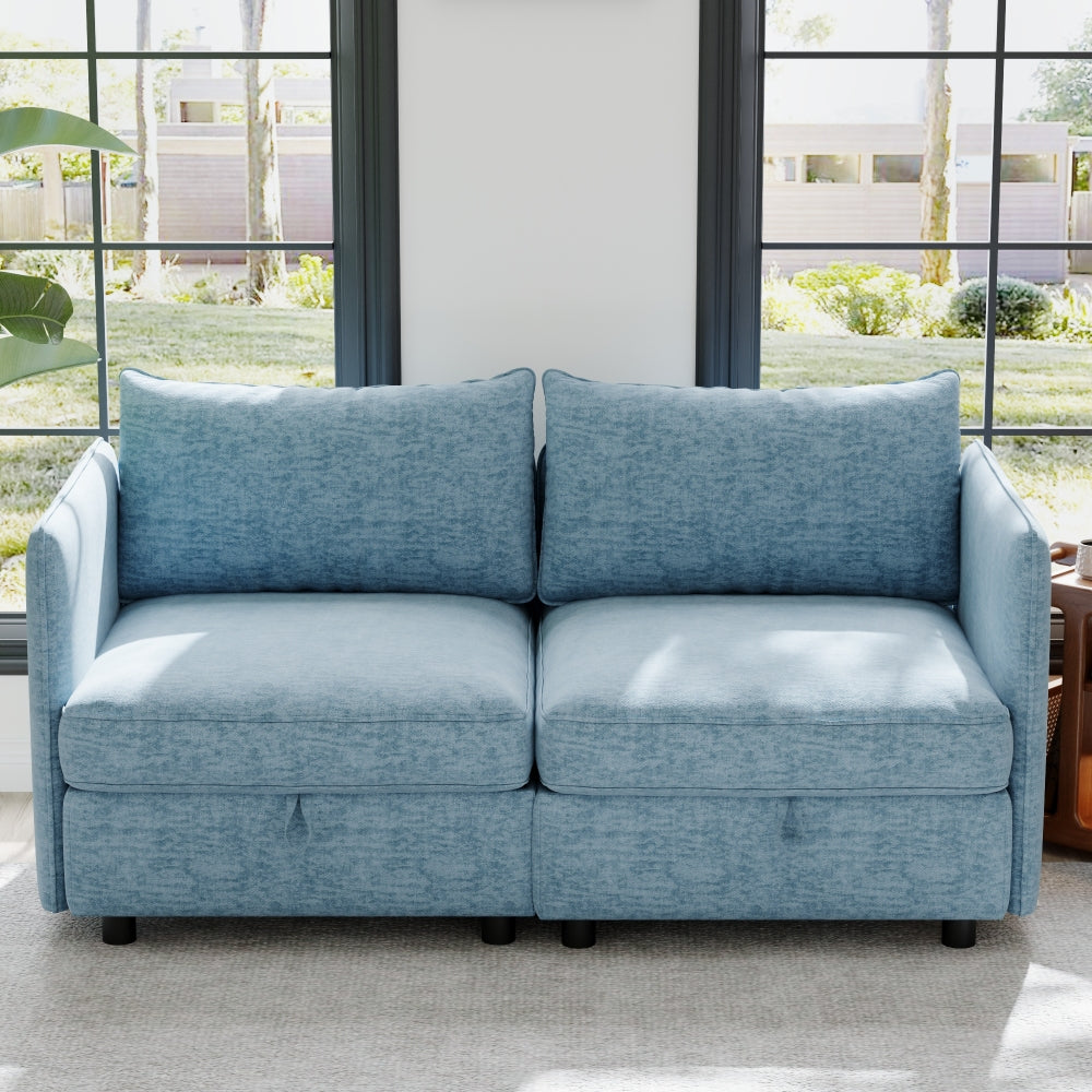 Armless Seat for Modular Sectional Sofa, Convertible Sofa Seat With Storage, Sleeper Sectional Sofa Set, Fabric Flexible Modular Combinations for Living Room(2PCS)