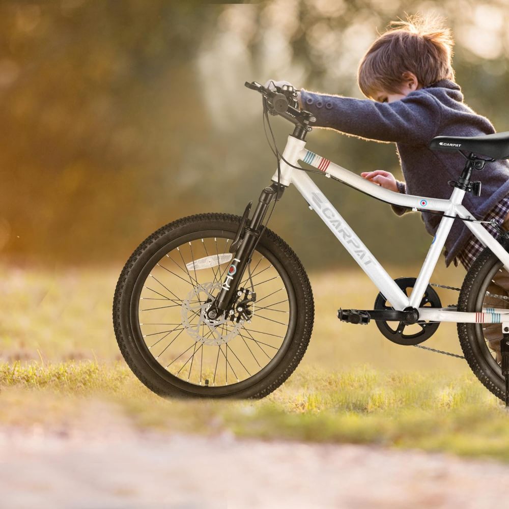 S20101 20 Inch Kids' Bike, Boys Girls Mountain Bike Ages 6-12, 7 Speed Teenager Children Kids' Bicycles, Front Suspension Disc Brake Rear V-Brake, High Steel Frame