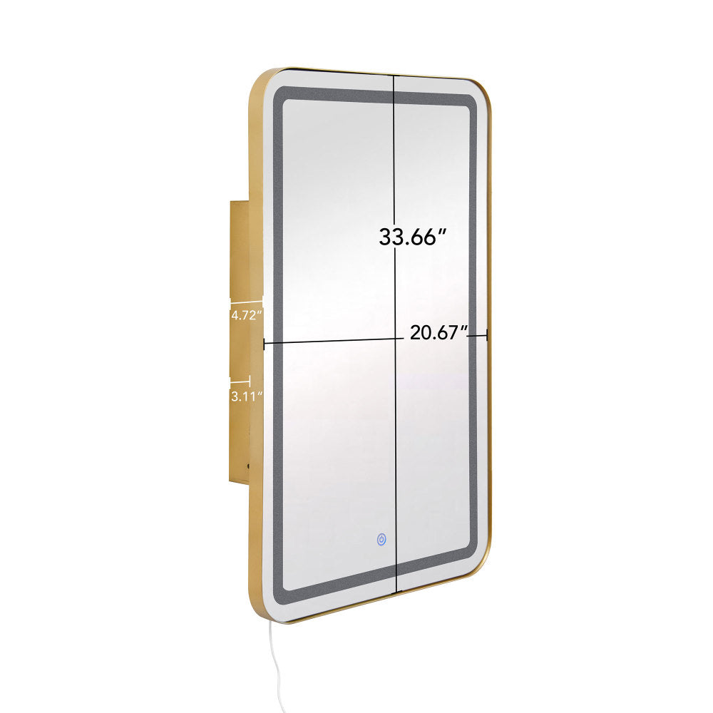 Rectangle Medicine Cabinet Mirror Bathroom Mirror with Storage Wall Mounted Medicine Mirror Cabinet with LDE,Golden
