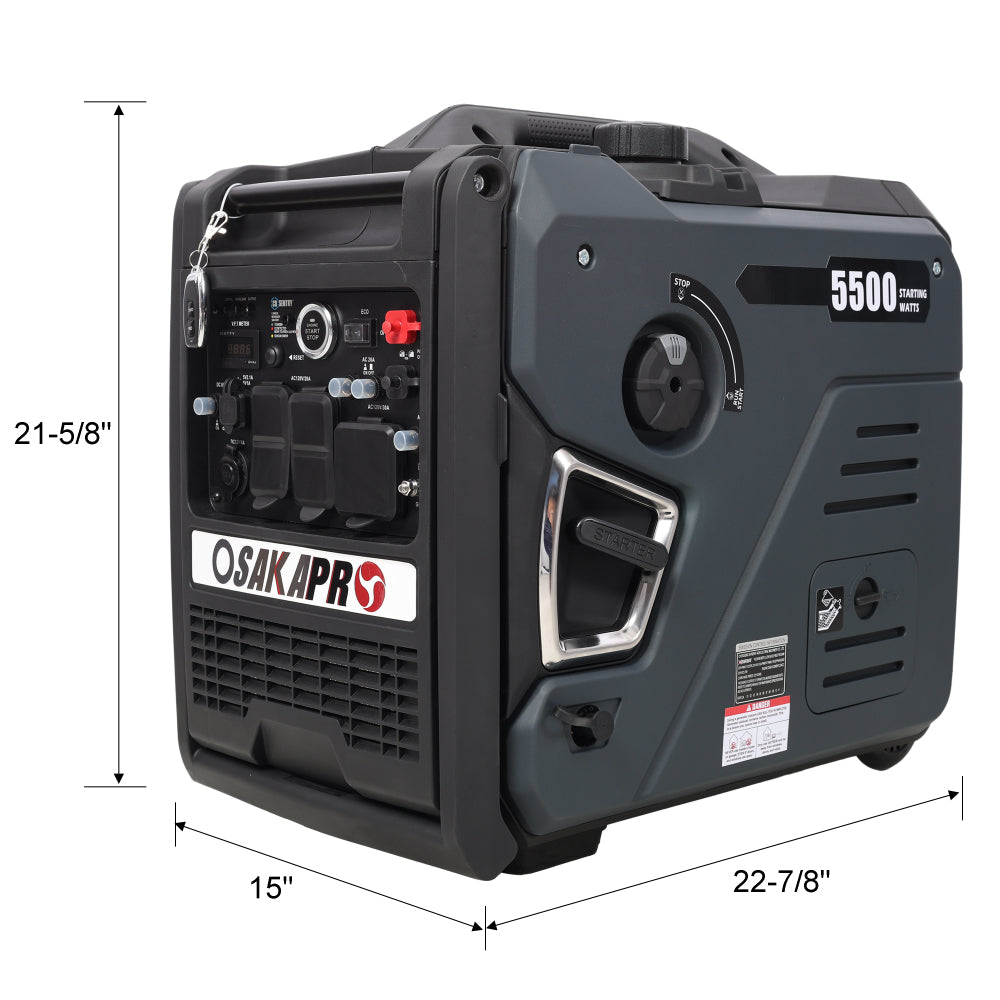 Super quiet Inverter Generator 5.5KW portable generator electric&remote start, foldable handle with wheels, 224cc 4 stroke EPA compliant, Gas&LPG Dual Fuel, With CO Sensor for more safety using