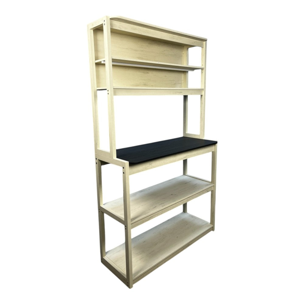 39.37" White and Black color 5-Tier Bakers Rack for Kitchen with Storage, Coffee Bar, Kitchen Shelves, Microwave Stand