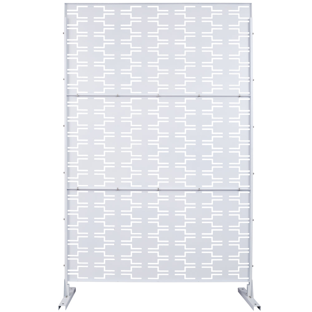 Outdoor & Indoor Privacy Screen Metal Privacy Screen 76" H×48" W, Freestanding Decorative Privacy Screen for Deck Balcony Patio, Privacy Fence Panels for Outside Lawn Garden PS112 WHITE