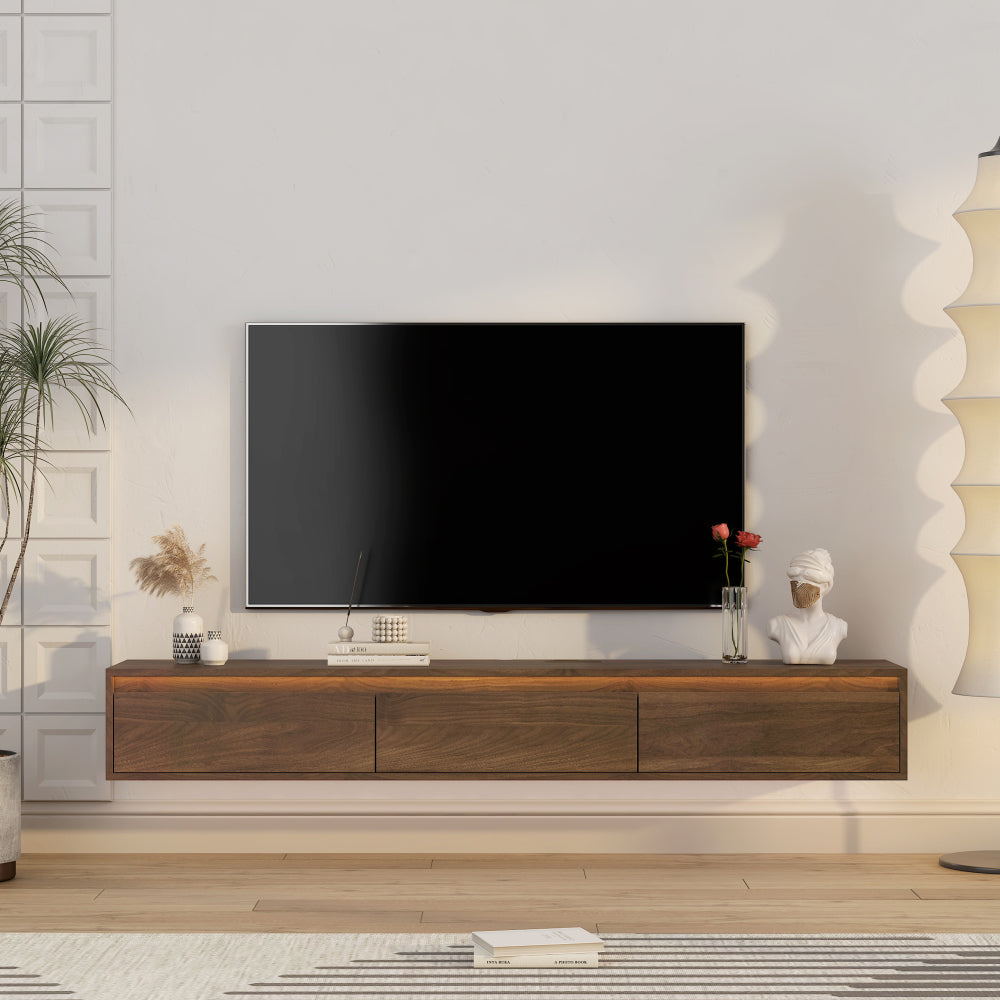 Floating TV Stand Wall Mounted with 16 Color LEDs,63" Modern TV Stand, Floating TV Cabinet Entertainment Center for 55 60 65 Inch TV,Black