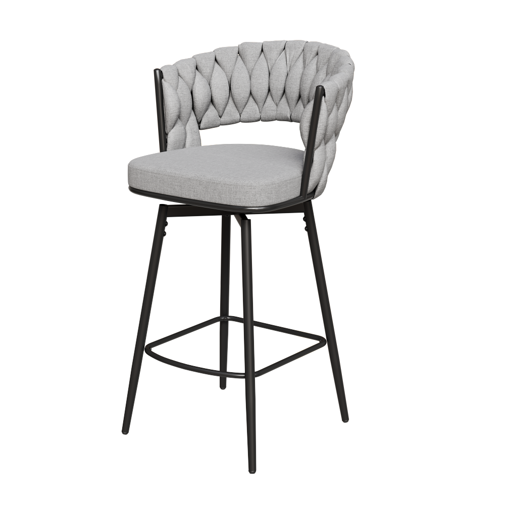 360°Swivel Bar Chairs set of 2, equipped with soft cushioned backrest counter stool, metal leg modern luxury kitchen chair, suitable for family dining, kitchen island