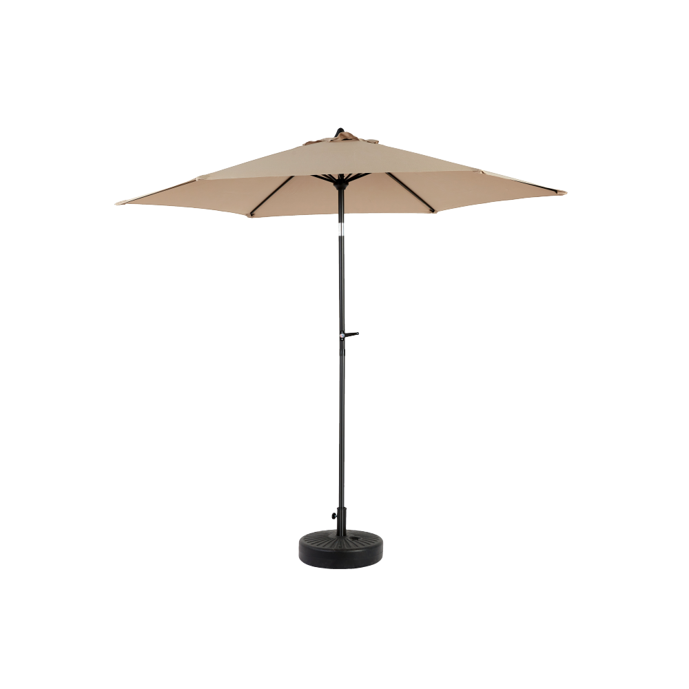 9FT Outdoor Patio Umbrella Outdoor Table Umbrella with Push Button Tilt and Crank, Market Umbrella 6 Sturdy Ribs , Deck, Backyard, Pool (Base Not Included) - ( khaki )