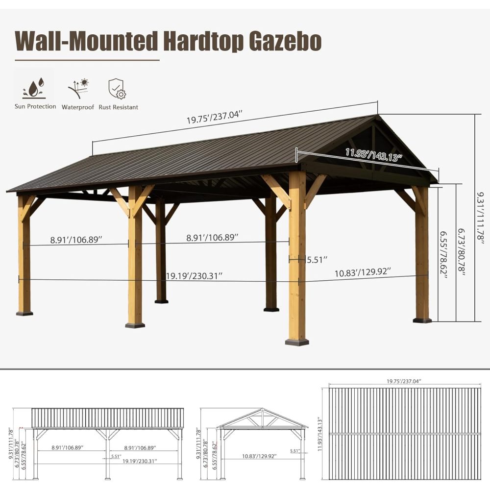 Cedar Wood Gazebo 12'x20'