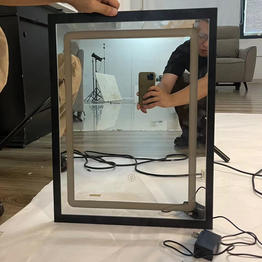 16" x 21" Small Size Touch Control Sliding LED Mirror, Tri-color Switching, Brightness Adjustable