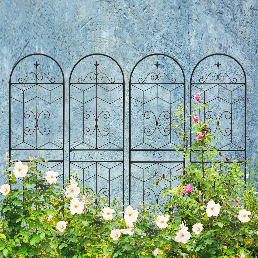 4 Pack Metal Garden Trellis 86.7" x 19.7" Rustproof Trellis for Climbing Plants Outdoor Flower Support Black