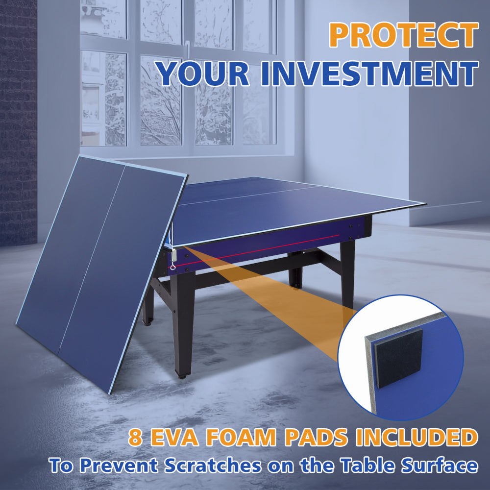 6*3ft Blue Mid-Size Ping Pong Conversion Top Foldable & Portable Table Tennis Table Top for Indoor Games