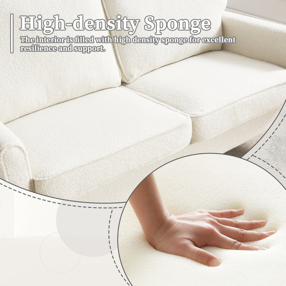 Loveseat Sofa, Mid Century Modern Love Seat, 2 Seater Sofa Couches for Living Room, Small Couch with USB & Removable Pillow Cover, Comfy Couch for Bedroom, Apartment (Beige)
