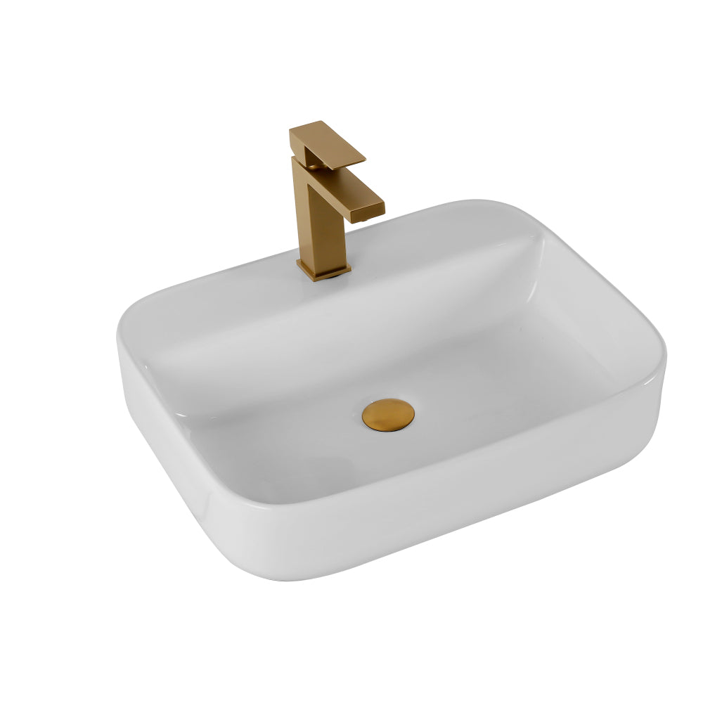 Bothwa Home Rectangular Countertop Ceramic Wash Basin (White Finish) CUPC Certified