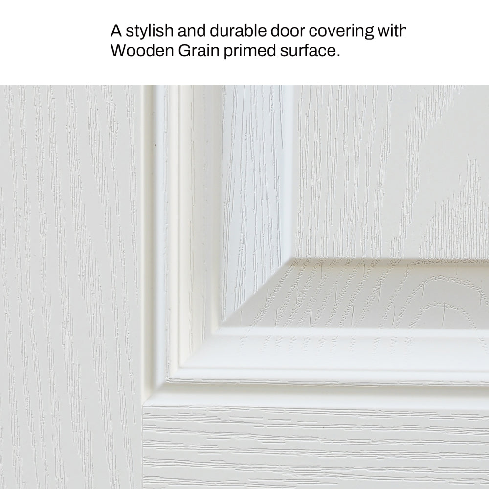 36 x 80 Fiberglass Entry Door with Brickmould, 4-9/16 in. Vinyl Frame,9 Lite Low-E Glass - Primed Front Door for Home's Front Entrance, Left Hand Inswing, White Oak Wooden Grain Knock-Down Door