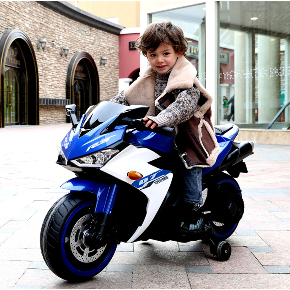 Electric motorcycle/ 12 V Kids toys motorcycle/Kids electric car/electric ride on toys for 3 4 5 6 years Boys Girls with Training Wheels/manual throttle/ drive by hand/Lighting wheels
