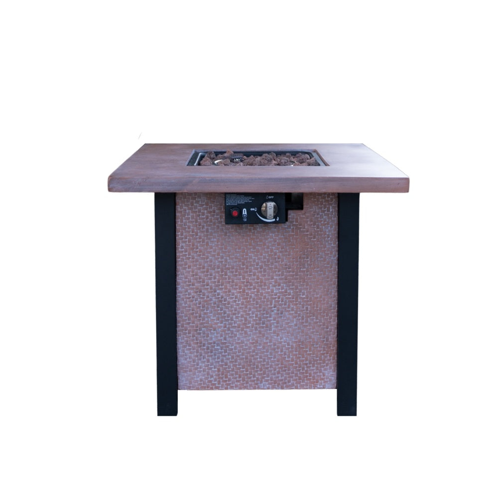 25" H Outdoor Patio Propane Gas Fire Pit Table - 50,000 BTU High-temperature-resistant carving process for environmentally friendly materials with the effect of rattan weaving grain