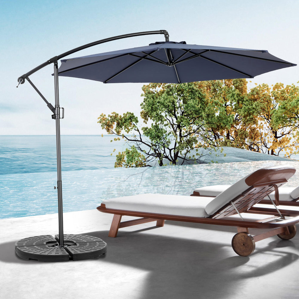 9FT Outdoor Patio Umbrella Outdoor Table Umbrella with Push Button Tilt and Crank, Market Umbrella 6 Sturdy Ribs , Deck, Backyard, Pool (Base Not Included) - ( Blue )